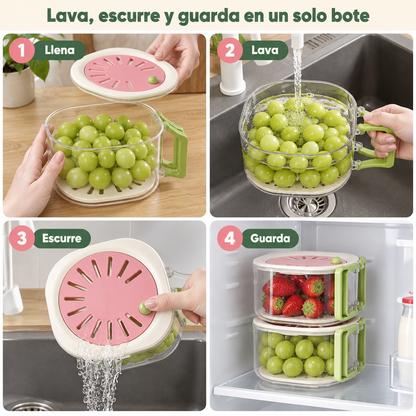 Colador con tapa escurridora para fruta y verdura
