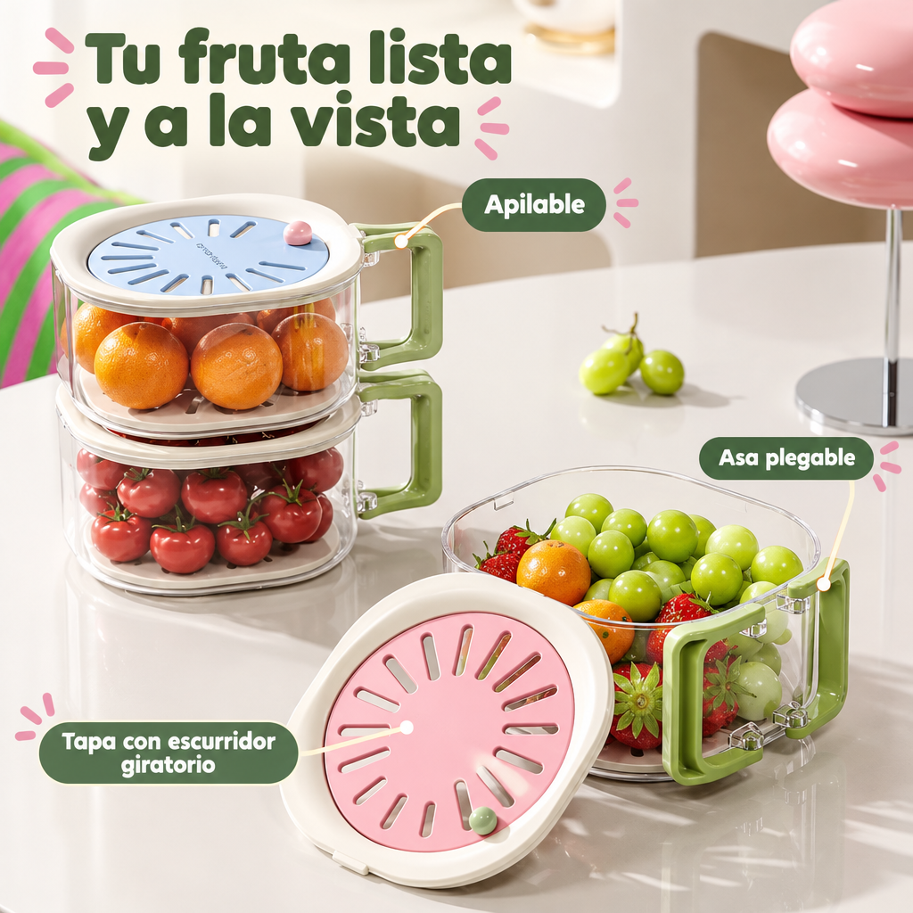 Colador con tapa escurridora para fruta y verdura