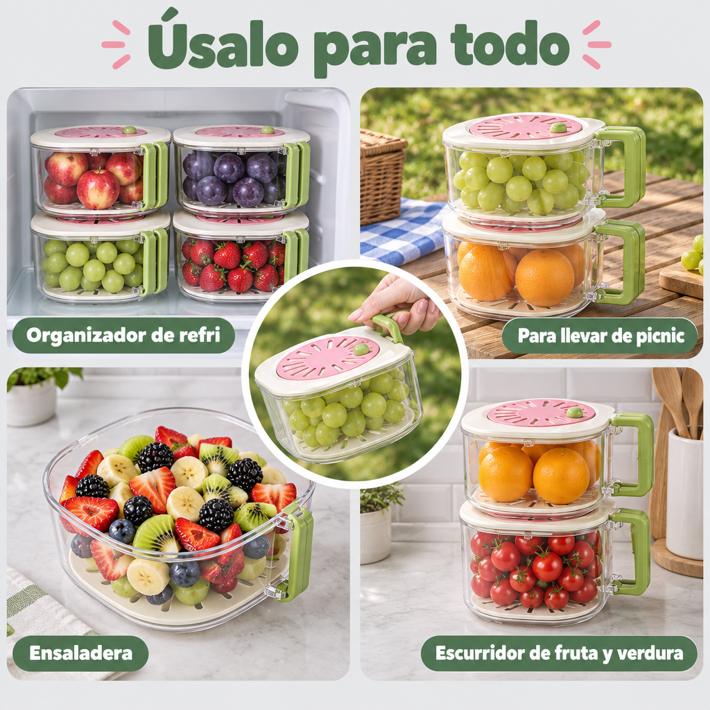 Colador con tapa escurridora para fruta y verdura